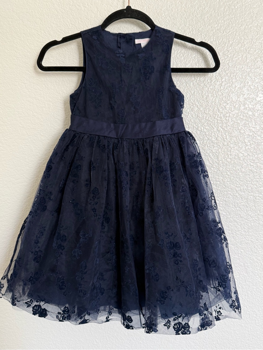 Janie and Jack Navy Floral Lace Sleeveless Girls Party Dress Size 5
